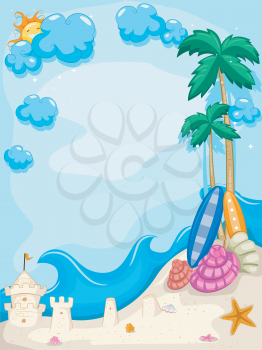 Royalty Free Clipart Image of a Beach Scene