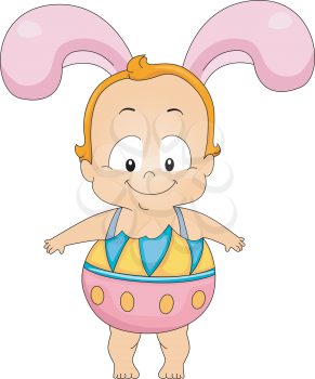Royalty Free Clipart Image of a Children in an Easter Costume