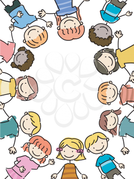Royalty Free Clipart Image of Children in a Circle