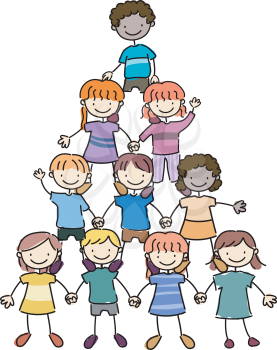 Royalty Free Clipart Image of a Child Pyramid