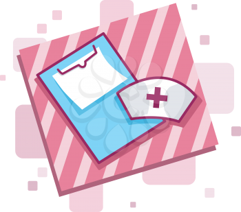 Royalty Free Clipart Image of a Nurse's Cap and Clipboard