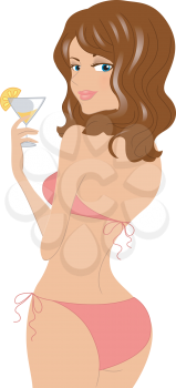 Royalty Free Clipart Image of a Girl in a Girl in a Bikini