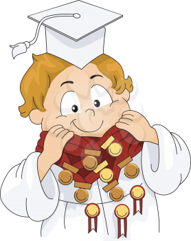 Royalty Free Clipart Image of a Graduate With Medals