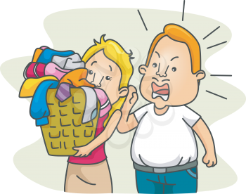 Royalty Free Clipart Image of a Man Yelling at his Wife