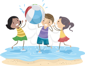 Royalty Free Clipart Image of Children on the Beach