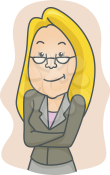Royalty Free Clipart Image of a Woman With Her Arms Crossed