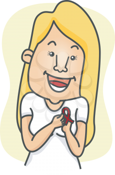 Royalty Free Clipart Image of a Woman Wearing a Ribbon