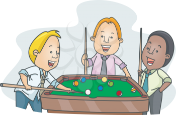 Royalty Free Clipart Image of Businessmen Playing Pool