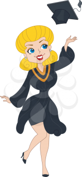 Royalty Free Clipart Image of a Pin-Up Graduate