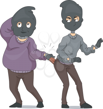 Royalty Free Clipart Image of a Pickpocket's Wallet Being Stolen