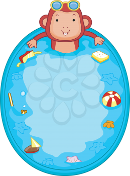 Royalty Free Clipart Image of a Monkey in a Pool