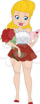 Royalty Free Clipart Image of a Pin-Up With Roses