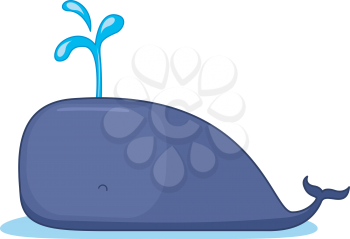 Royalty Free Clipart Image of a Whale Spouting Water
