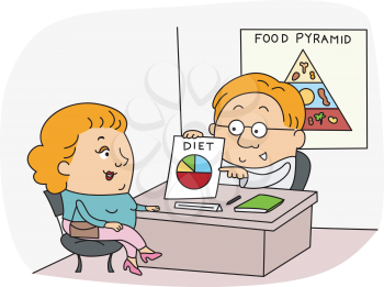 Royalty Free Clipart Image of a Dietician and Client