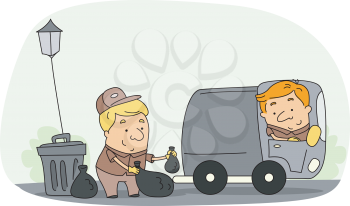 Royalty Free Clipart Image of a Garbage Collector