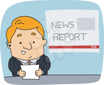 Royalty Free Clipart Image of a Newscaster