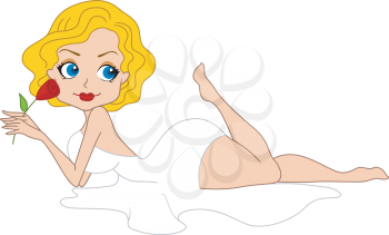 Royalty Free Clipart Image of a Pin-Up Lying on the Ground