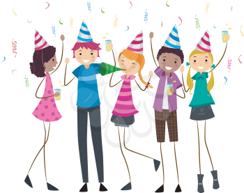 Royalty Free Clipart Image of Young People at a Party