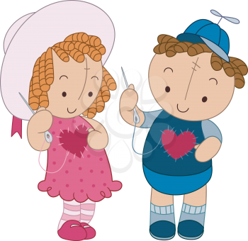 Royalty Free Clipart Image of Two Dolls