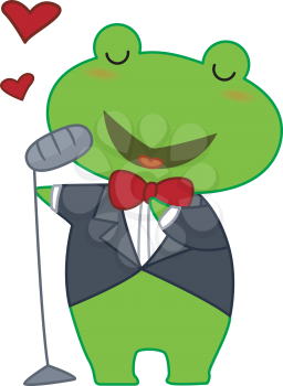 Royalty Free Clipart Image of a Singing Frog