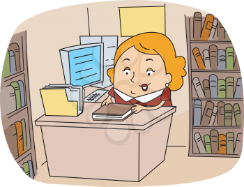 Royalty Free Clipart Image of a Librarian