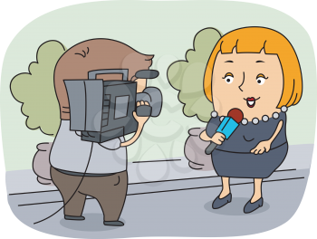 Royalty Free Clipart Image of a Broadcast Journalist