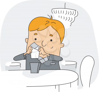Royalty Free Clipart Image of a Man at a Restaurant