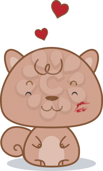 Royalty Free Clipart Image of a Squirrel With Lipstick on Its Cheek