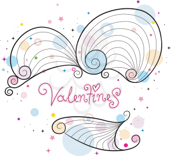 Royalty Free Clipart Image of a Design With the Word Valentines in the Centre