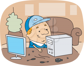 Royalty Free Clipart Image of a Computer Technician