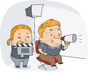 Royalty Free Clipart Image of a Director at Work