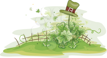 Royalty Free Clipart Image of an Irish Hat on a Fence