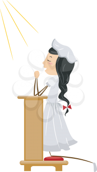 Royalty Free Clipart Image of a Girl Praying