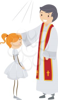 Royalty Free Clipart Image of a Girl Being Confirmed