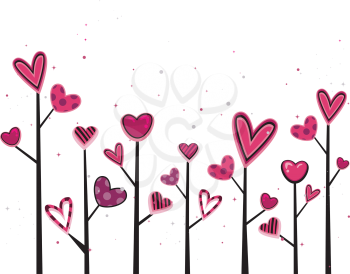 Royalty Free Clipart Image of Heart-Shaped Plants