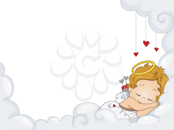 Royalty Free Clipart Image of a Sleeping Baby Cupid