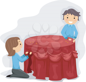 Royalty Free Clipart Image of Banquet Attendants at Work