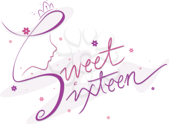 Royalty Free Clipart Image of the Words Sweet Sixteen