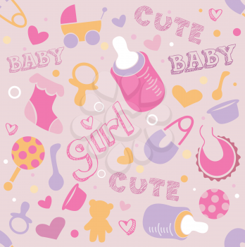 Royalty Free Clipart Image of a Baby Themed Wallpaper