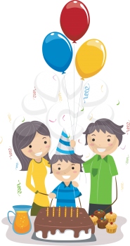 Royalty Free Clipart Image of a Boy Celebrating His Birthday