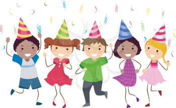 Royalty Free Clipart Image of Children Having a Dance Party
