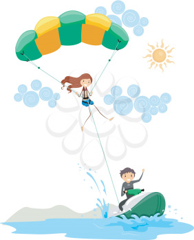 Royalty Free Clipart Image of Parasailing