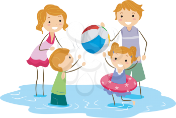 Royalty Free Clipart Image of a Family at the Beach