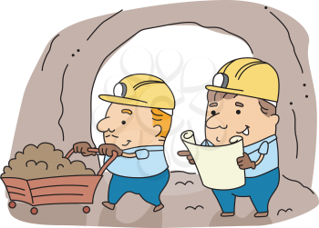 Royalty Free Clipart Image of Two Miners