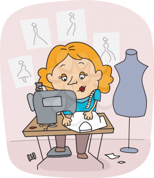 Royalty Free Clipart Image of a Seamstress
