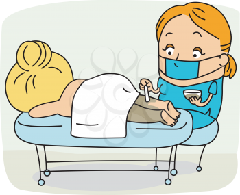 Royalty Free Clipart Image of an Aesthetician at Work