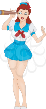 Royalty Free Clipart Image of a Pin-Up Sailor