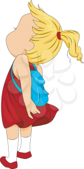 Royalty Free Clipart Image of a Little Girl With a Backpack