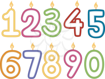 Royalty Free Clipart Image of Number Birthday Candles