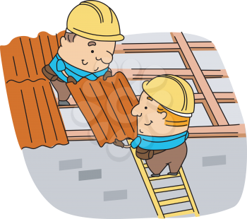Royalty Free Clipart Image of roofers